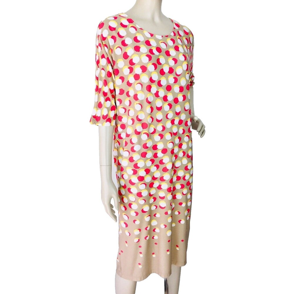 Ellen Tracy Ombre Polka Dot Circle Print Stretch Jersey Knit Dress Small
